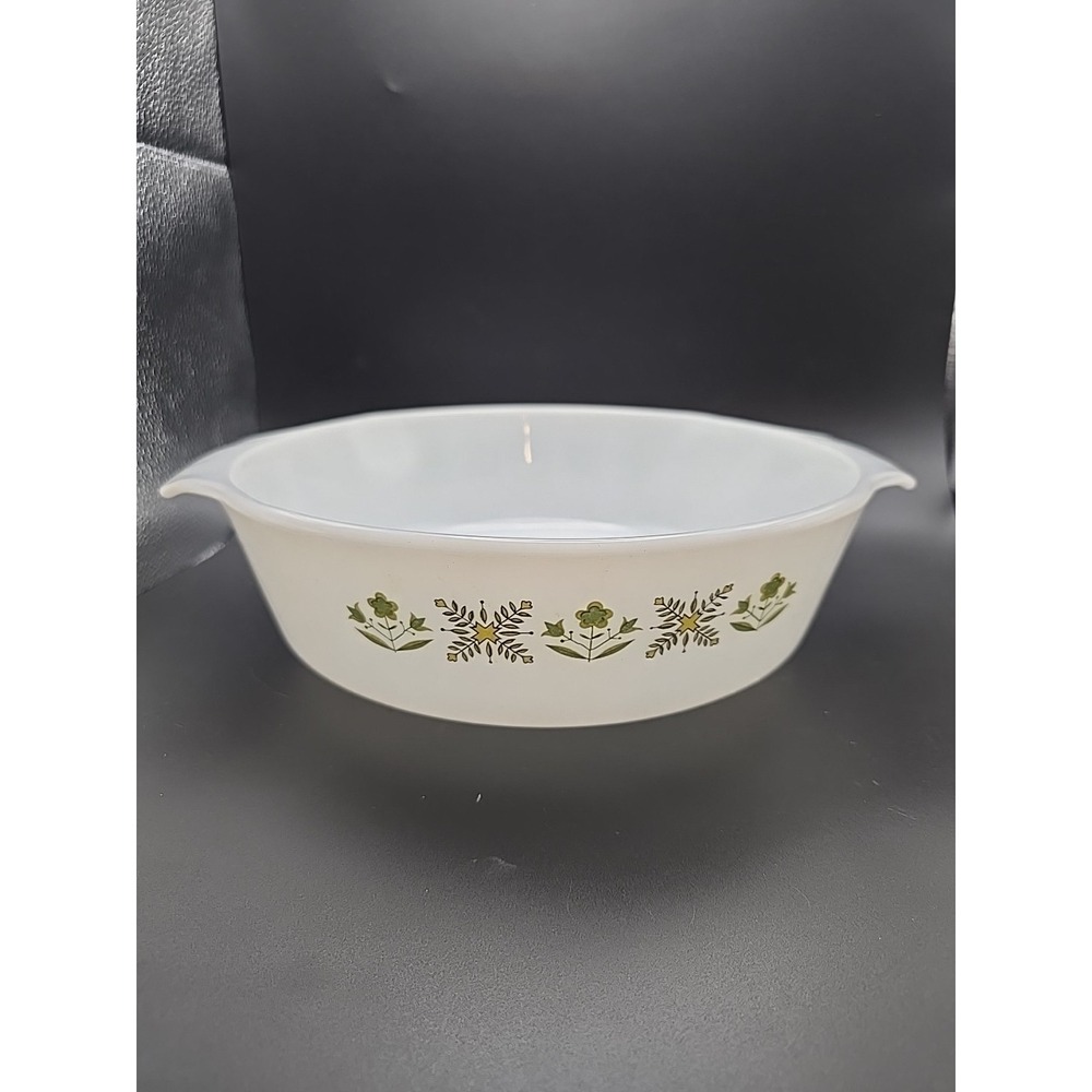 Vintage Anchor Hocking Green Meadow 2 Qt Cassorole Dish 438 Fire King